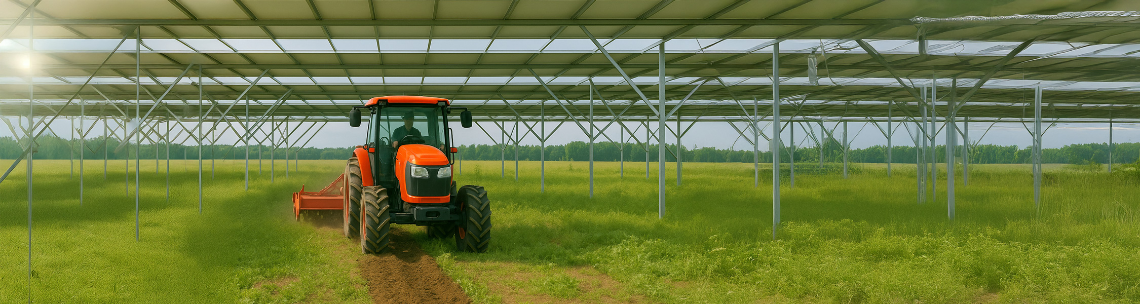 パネル下での農作業